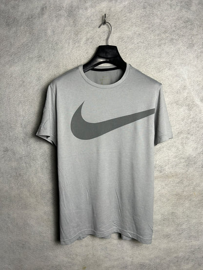 Nike Dri Fit Big Logo Grey Round Neck - Medium