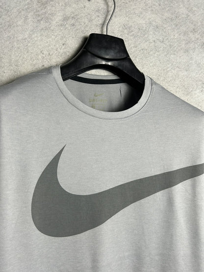Nike Dri Fit Big Logo Grey Round Neck - Medium