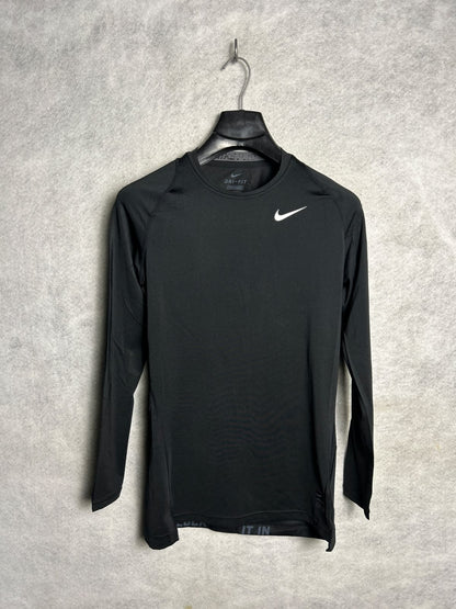 Nike Dri Fit Full Sleeves Black Round Neck - Large