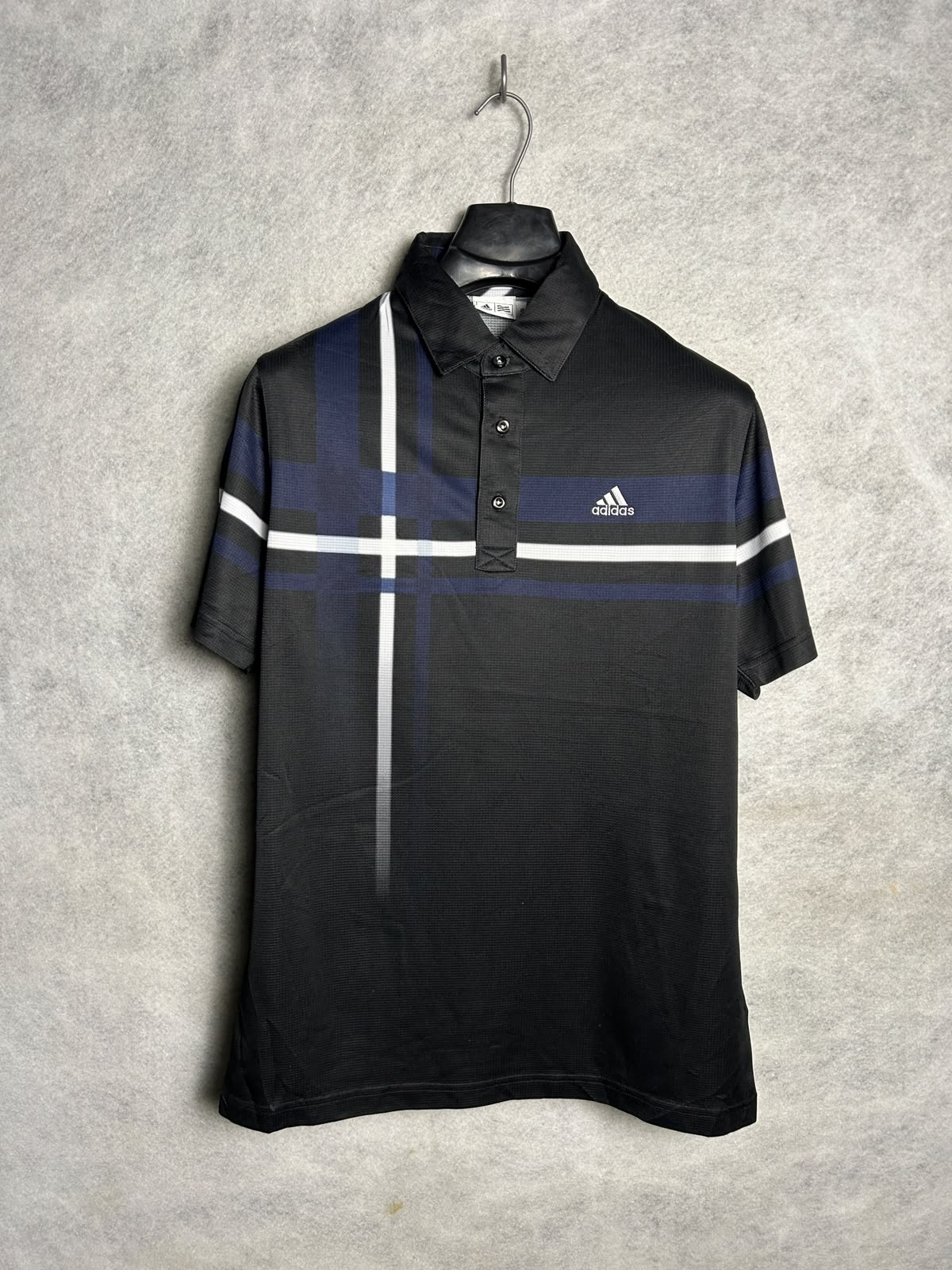 Adidas Golf Black With Strips Polo - L/G