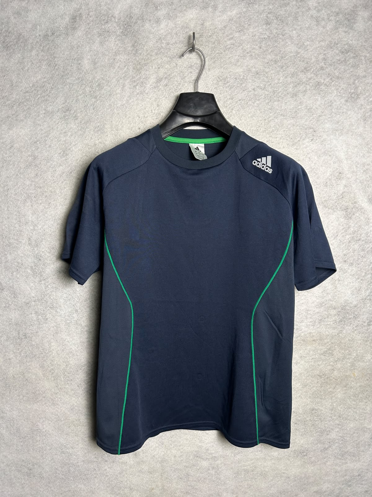 Adidas Blue With Green Strips Round Neck - Medium