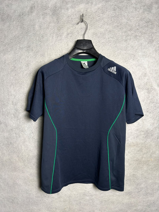 Adidas Blue With Green Strips Round Neck - Medium