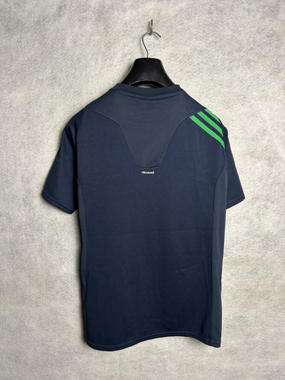 Adidas Blue With Green Strips Round Neck - Medium