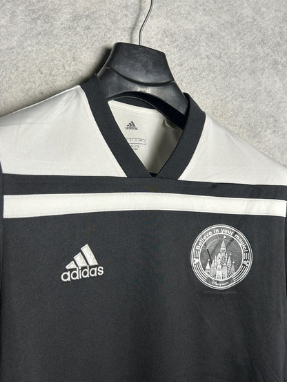 Adidas Climalite White And Black Round Neck - Large