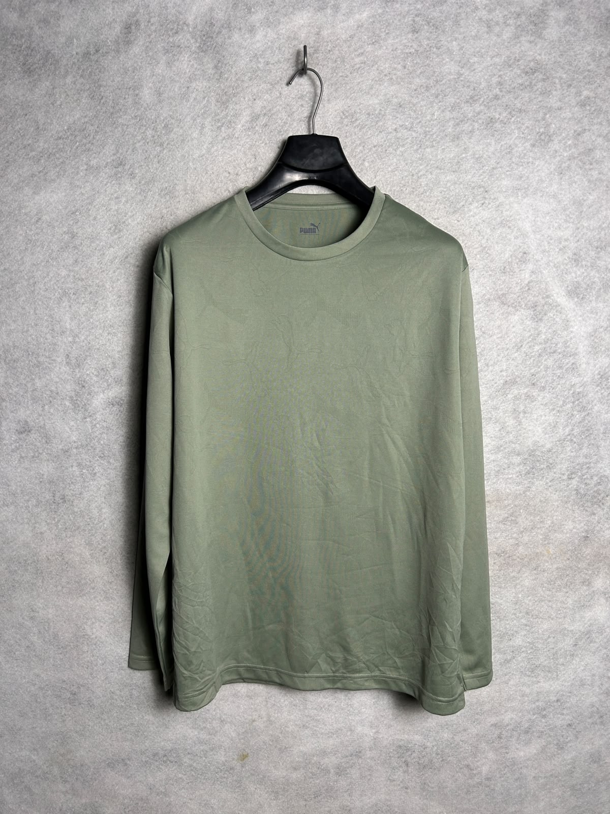 Puma Army Green Round Neck Full Sleeves - Large