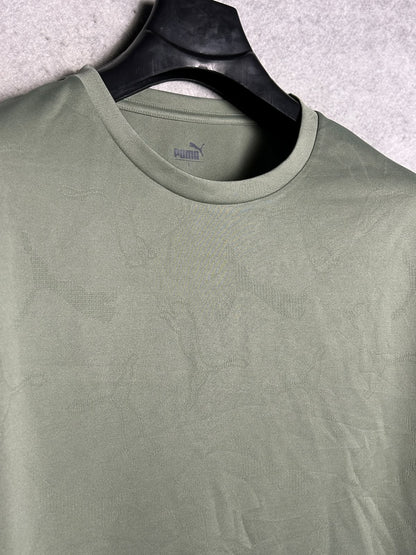 Puma Army Green Round Neck Full Sleeves - Large
