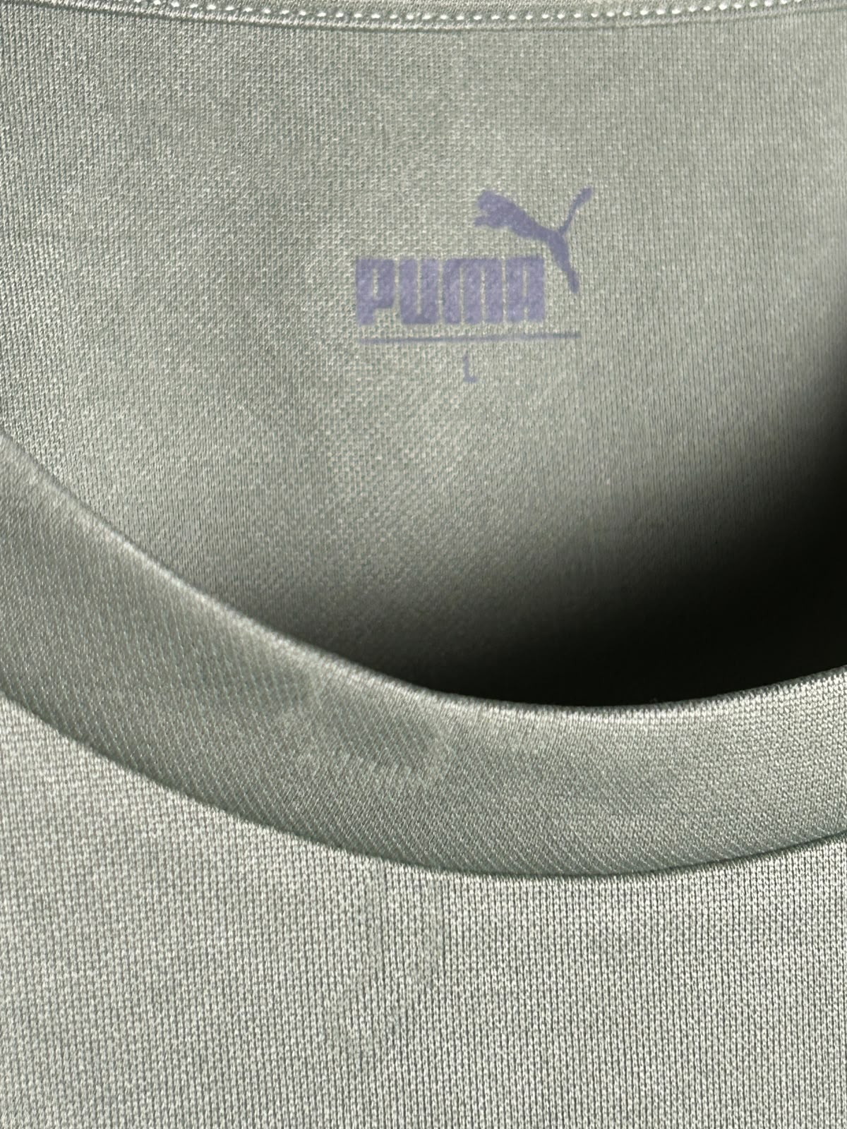 Puma Army Green Round Neck Full Sleeves - Large