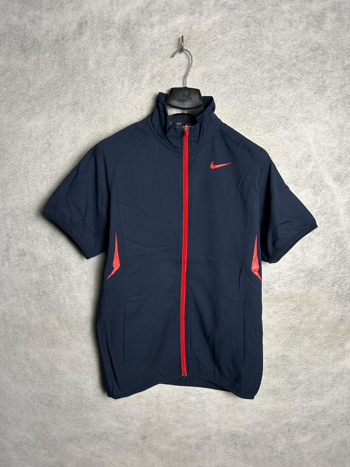 Nike Full Zip Half Sleeves Blue Upper - Small