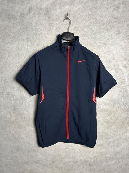 Nike Full Zip Half Sleeves Blue Upper - Small