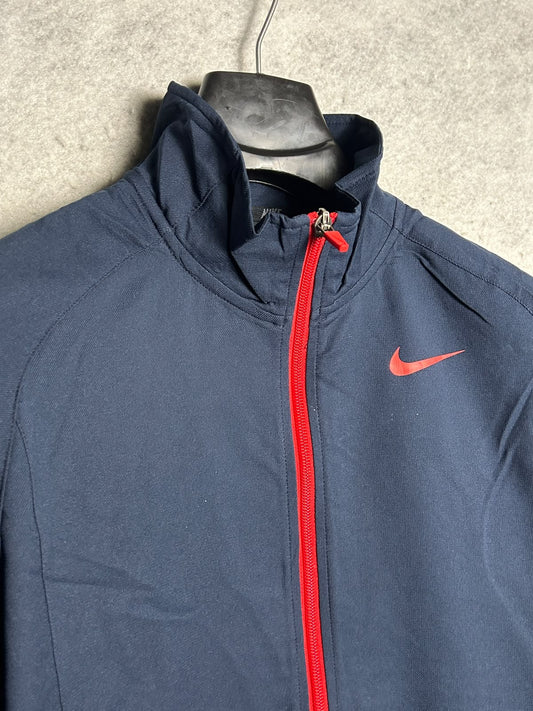 Nike Full Zip Half Sleeves Blue Upper - Small