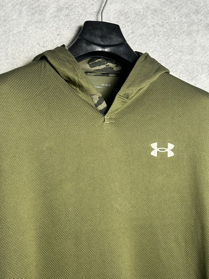 Under Armour Army Green Half Sleeves Hoodie - LG