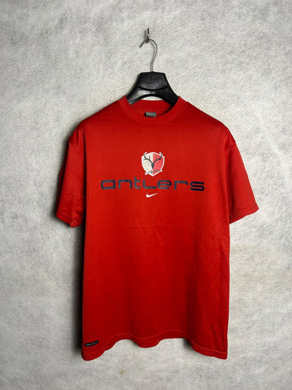 Nike Dri Fit Big Logo Antlers Red Round Neck - Large