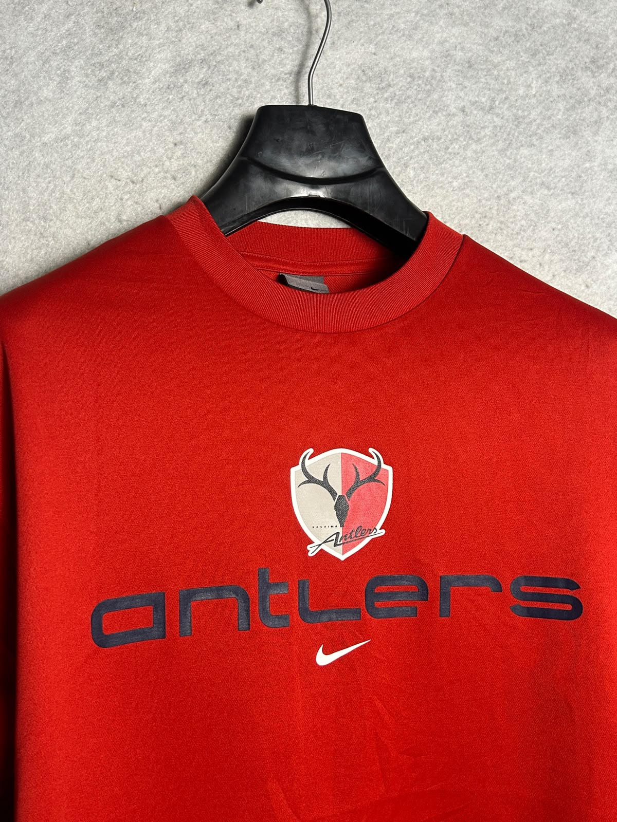 Nike Dri Fit Big Logo Antlers Red Round Neck - Large