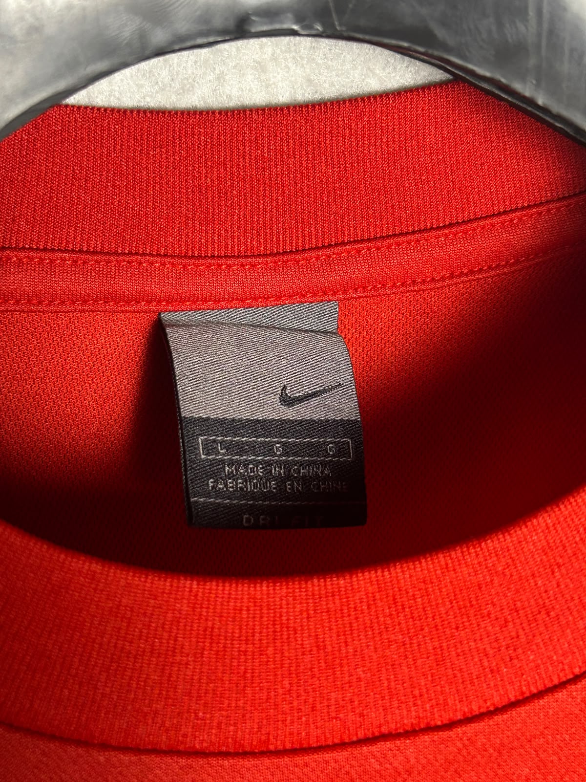 Nike Dri Fit Big Logo Antlers Red Round Neck - Large
