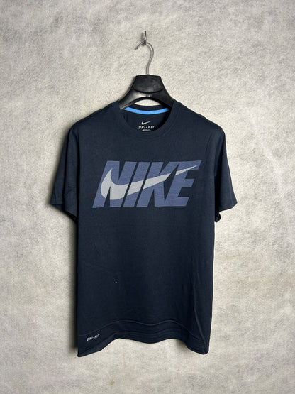 Nike Dri Fit Big Logo Blue Round Neck - Medium