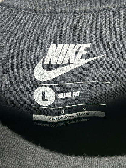 Nike Slim Fit Big Logo Black Round Neck - Large