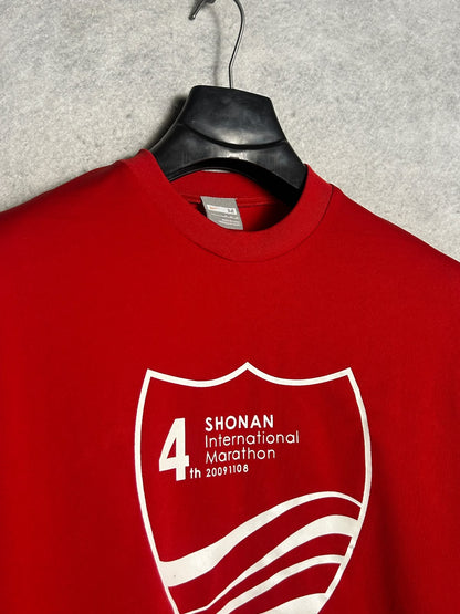 Nike Big Logo Shonan International Marathon Red Round Neck - Medium