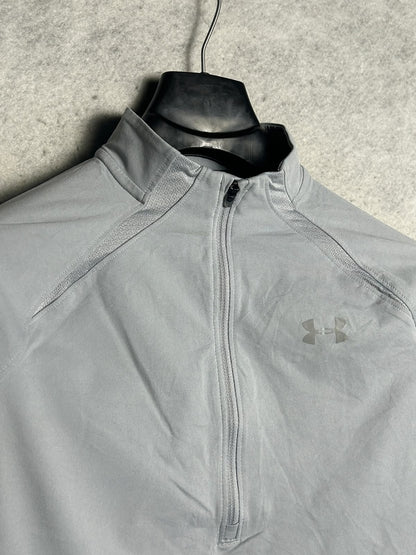 Under Armour Grey Half Zip Full Sleeves - Small