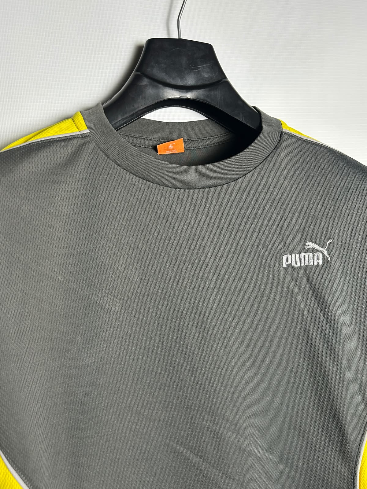 Puma Grey Yellow Round Neck - Large