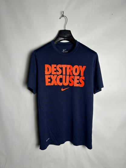 Nike Dri Fit Big Logo Destroy Excuses Round Neck - Large