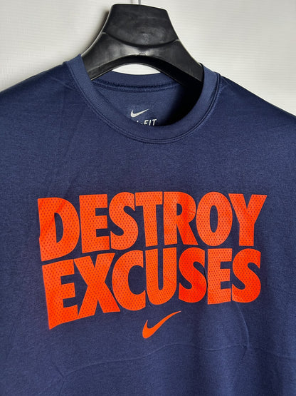 Nike Dri Fit Big Logo Destroy Excuses Round Neck - Large