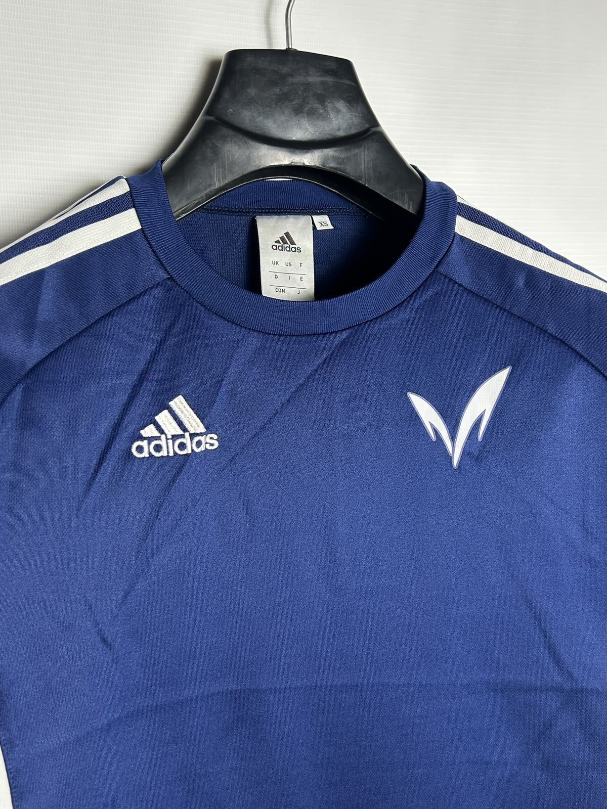 Adidas Blue With Strips Round Neck - XS