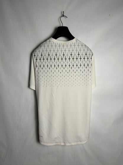 Nike Dri Fit White Printed Round Neck - Large