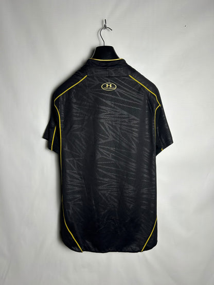 Under Armour Black With Yellow Lines Polo - Large