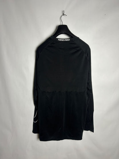 Nike Pro Dri Fit Full Sleeves Round Neck Black Slim Fit - XL