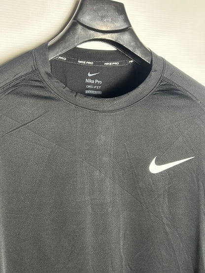 Nike Pro Dri Fit Full Sleeves Round Neck Black Slim Fit - XL
