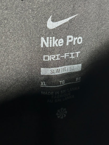 Nike Pro Dri Fit Full Sleeves Round Neck Black Slim Fit - XL