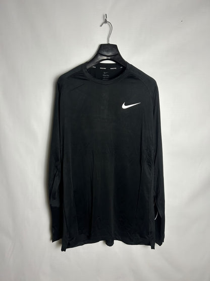 Nike Pro Dri Fit Full Sleeves Round Neck Black Slim Fit - XL