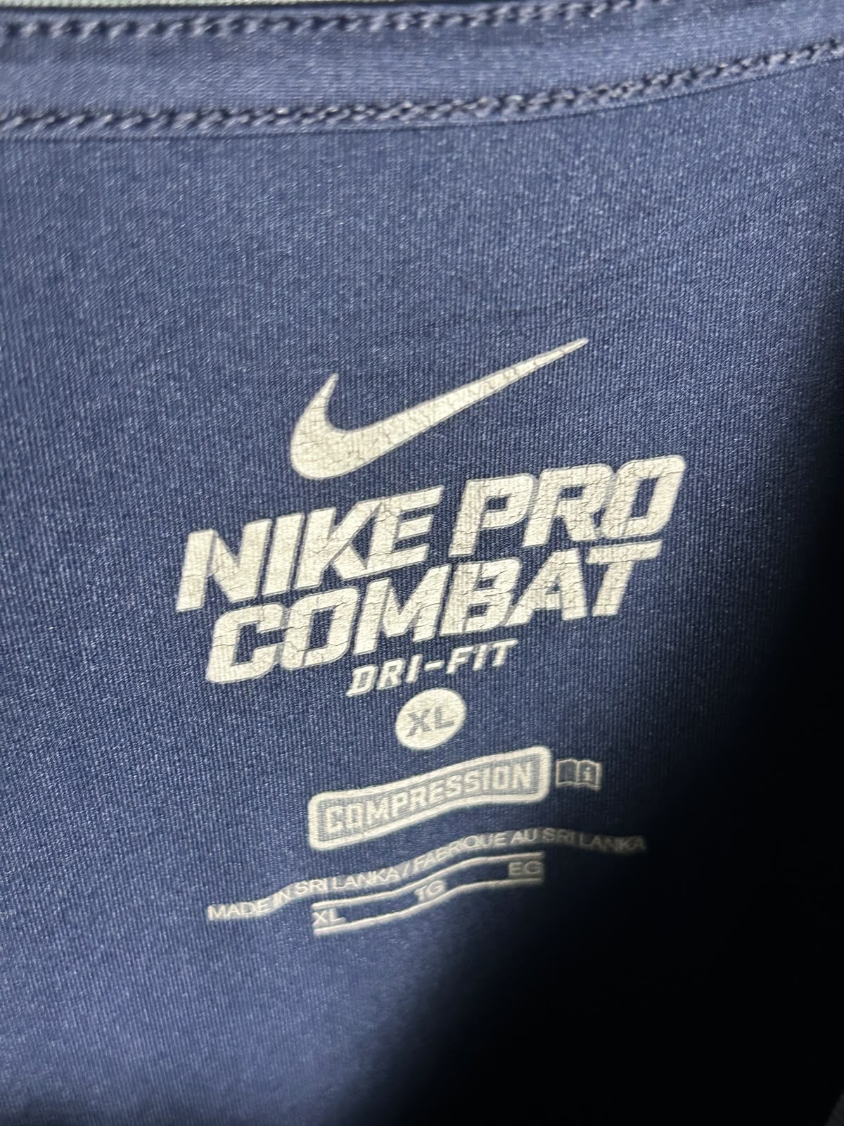 Nike Pro Combat Dri Fit Blue Round Neck - XL