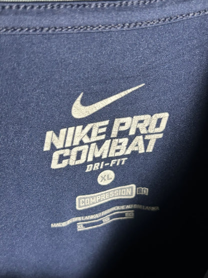 Nike Pro Combat Dri Fit Blue Round Neck - XL