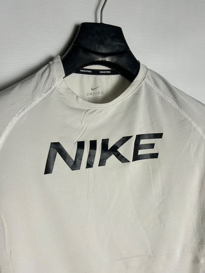 Nike Big Logo Dri Fit White Round Neck - XL