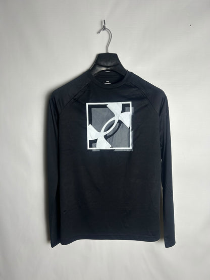 Under Armour Black Big Logo Full Sleeves Round Neck - YLG
