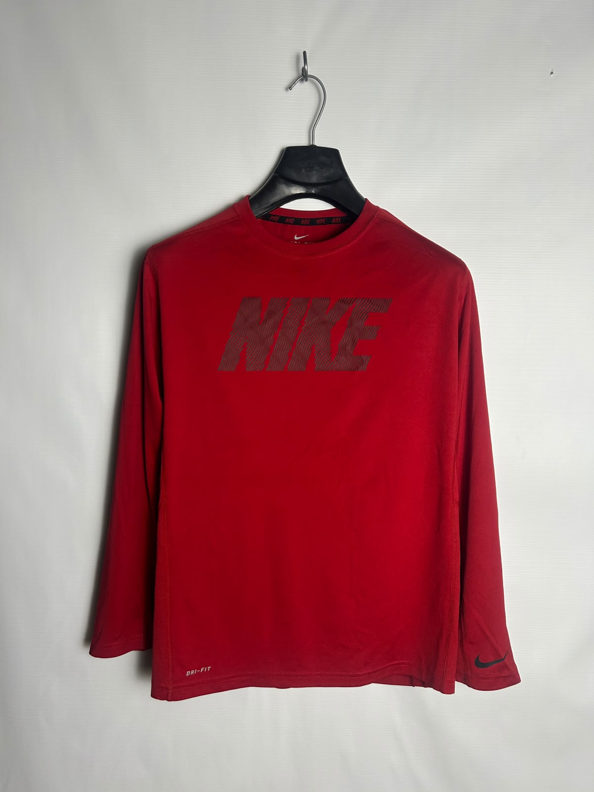 Nike Dri Fit Big Logo Red Round Neck Full Sleeves - XL