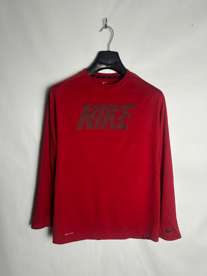 Nike Dri Fit Big Logo Red Round Neck Full Sleeves - XL