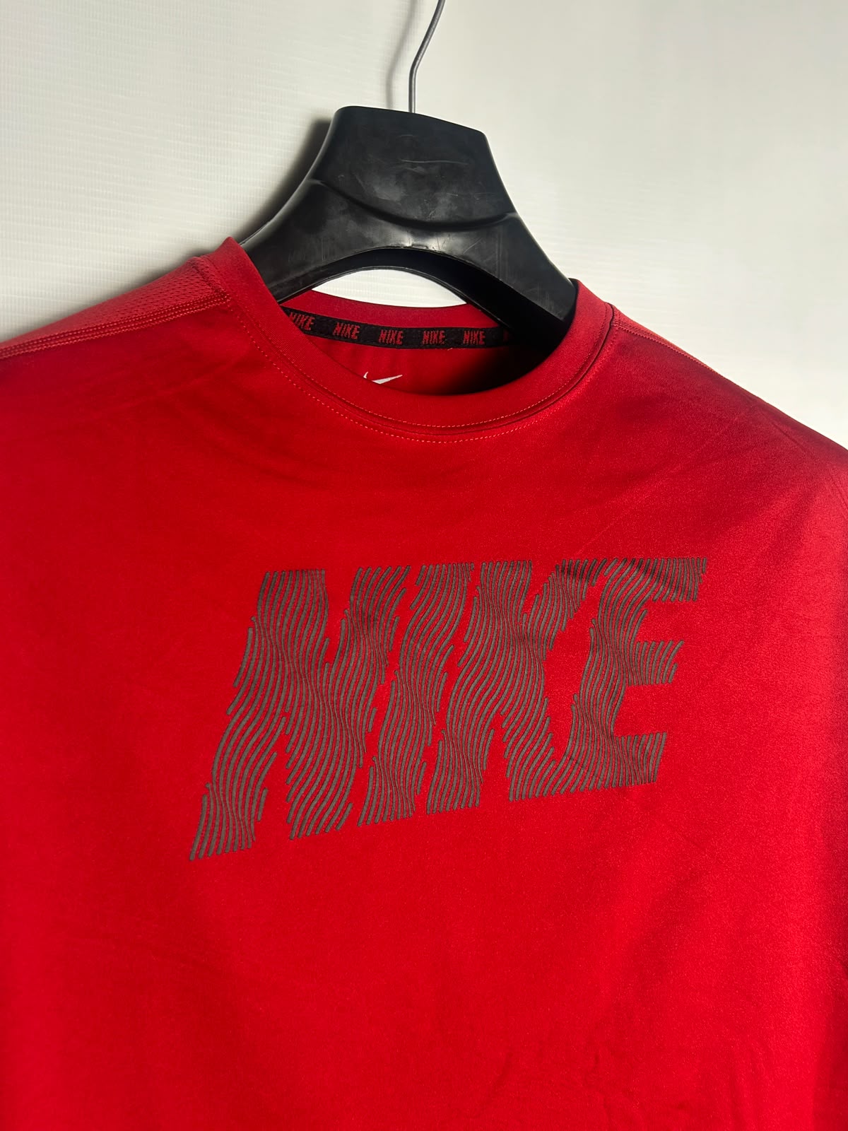 Nike Dri Fit Big Logo Red Round Neck Full Sleeves - XL