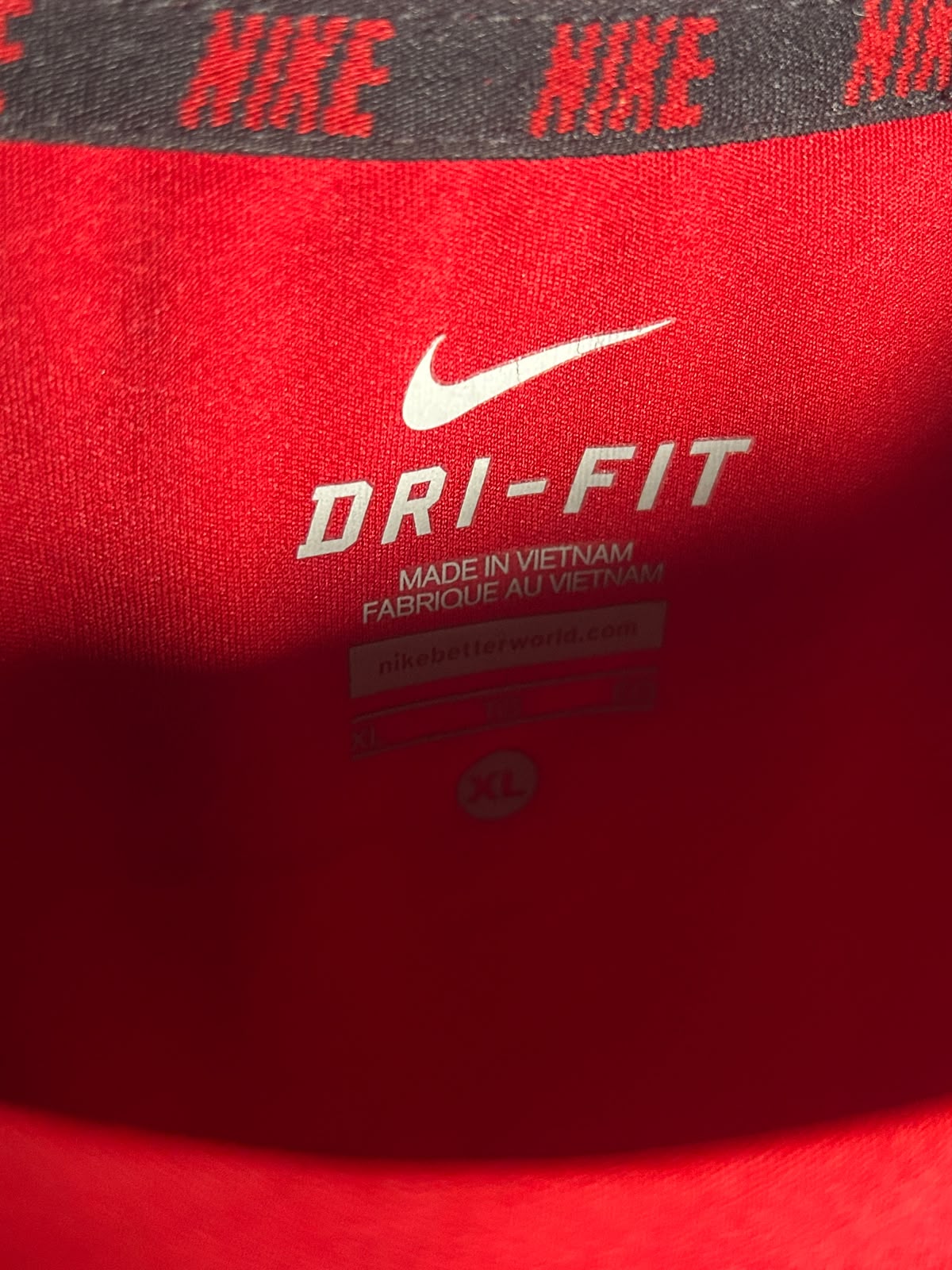Nike Dri Fit Big Logo Red Round Neck Full Sleeves - XL