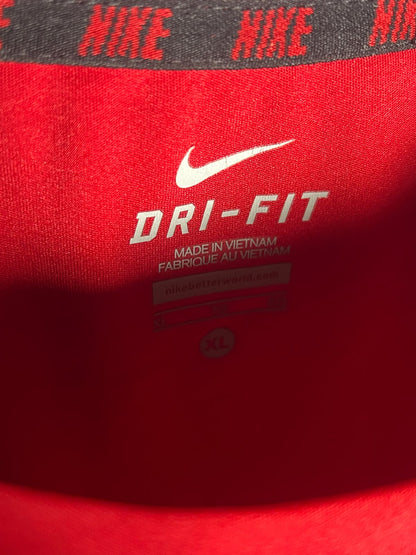 Nike Dri Fit Big Logo Red Round Neck Full Sleeves - XL