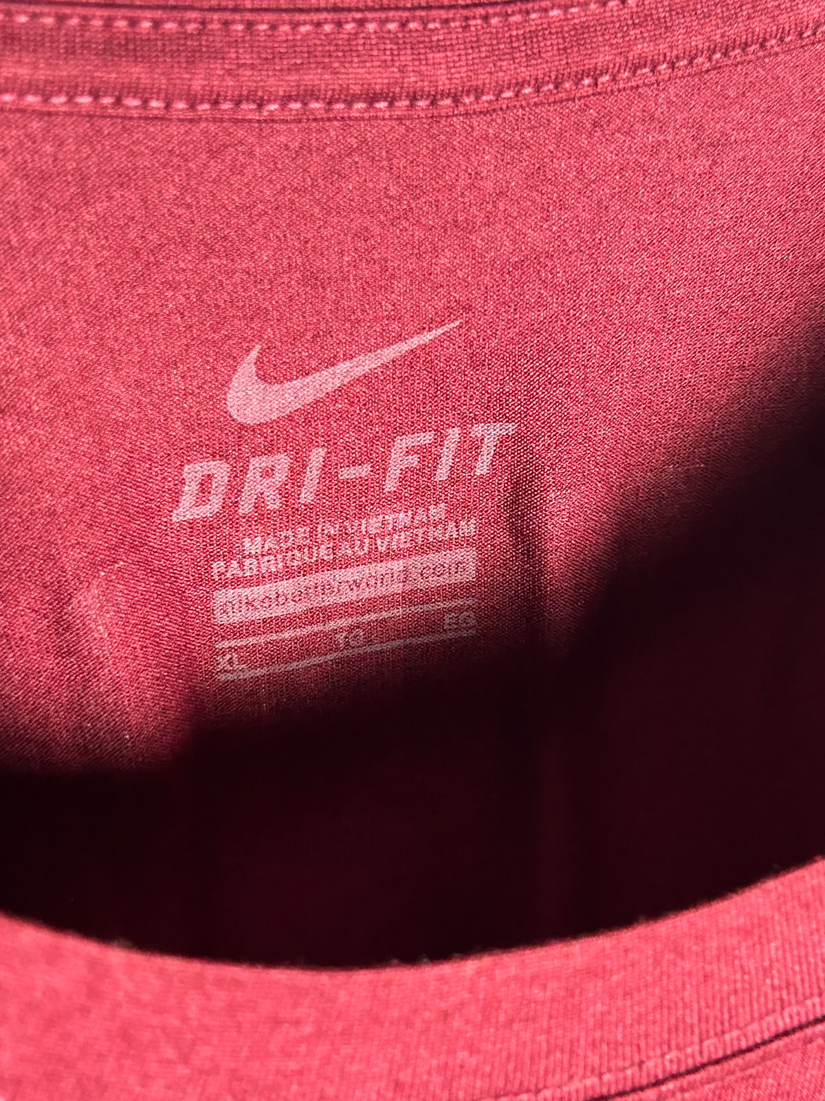 Nike Dri Fit Big Logo Red Round Neck - XL