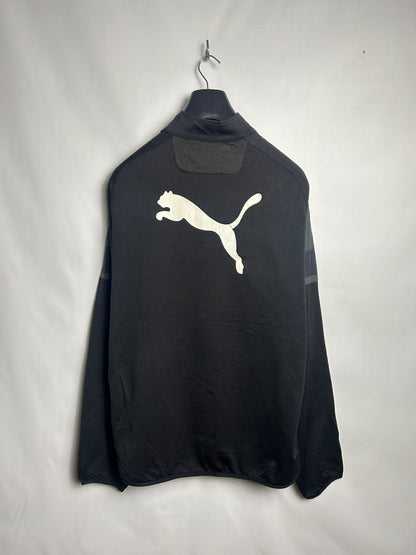 Puma Half Zip Black Full Sleeves Round Neck - Medium