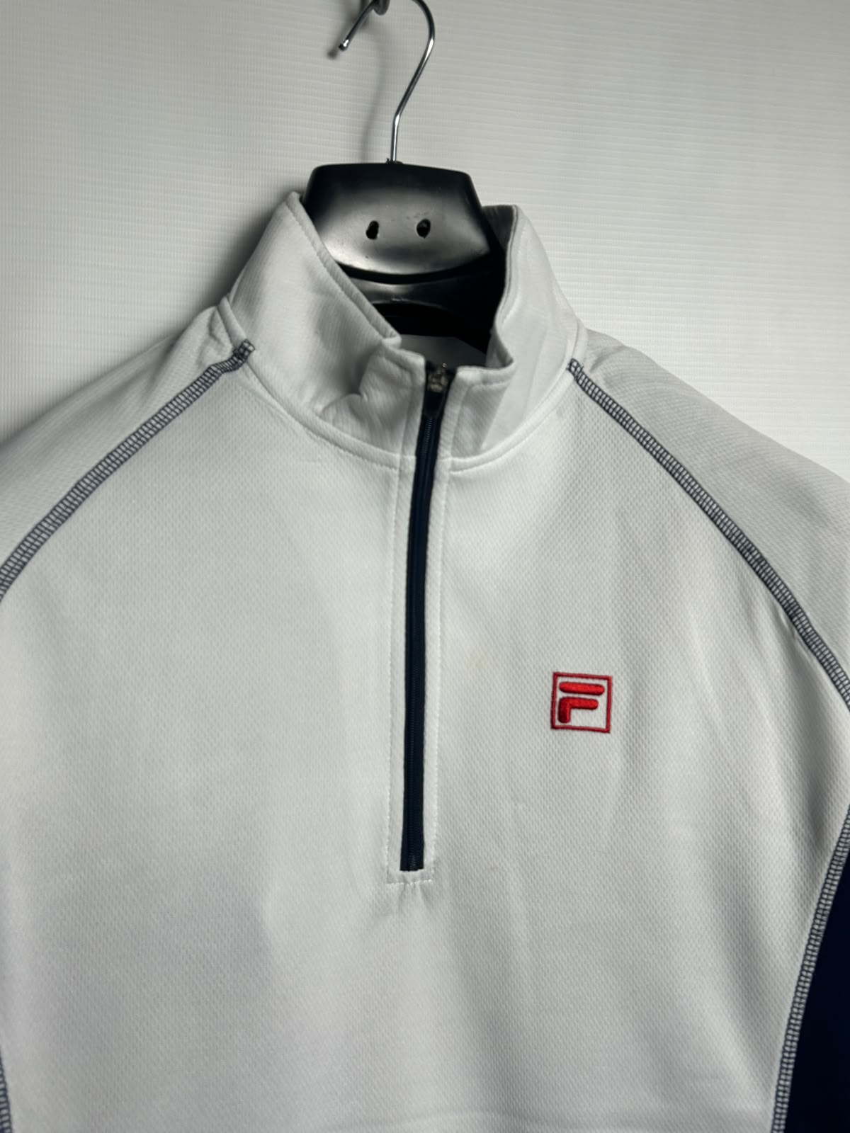 Fila White Half Zip Round Neck - Medium