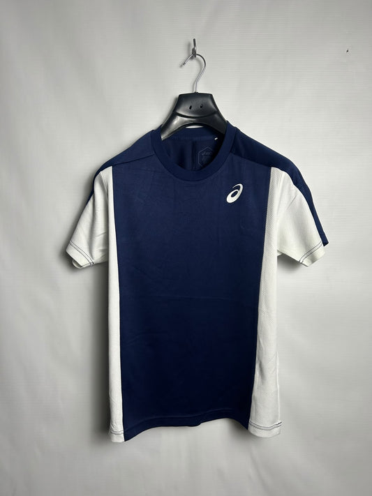 Asics Blue And White Round Neck - Medium