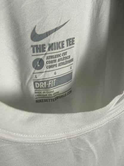 The Nike Tee Big Logo Dri Fit White Round Neck - Large