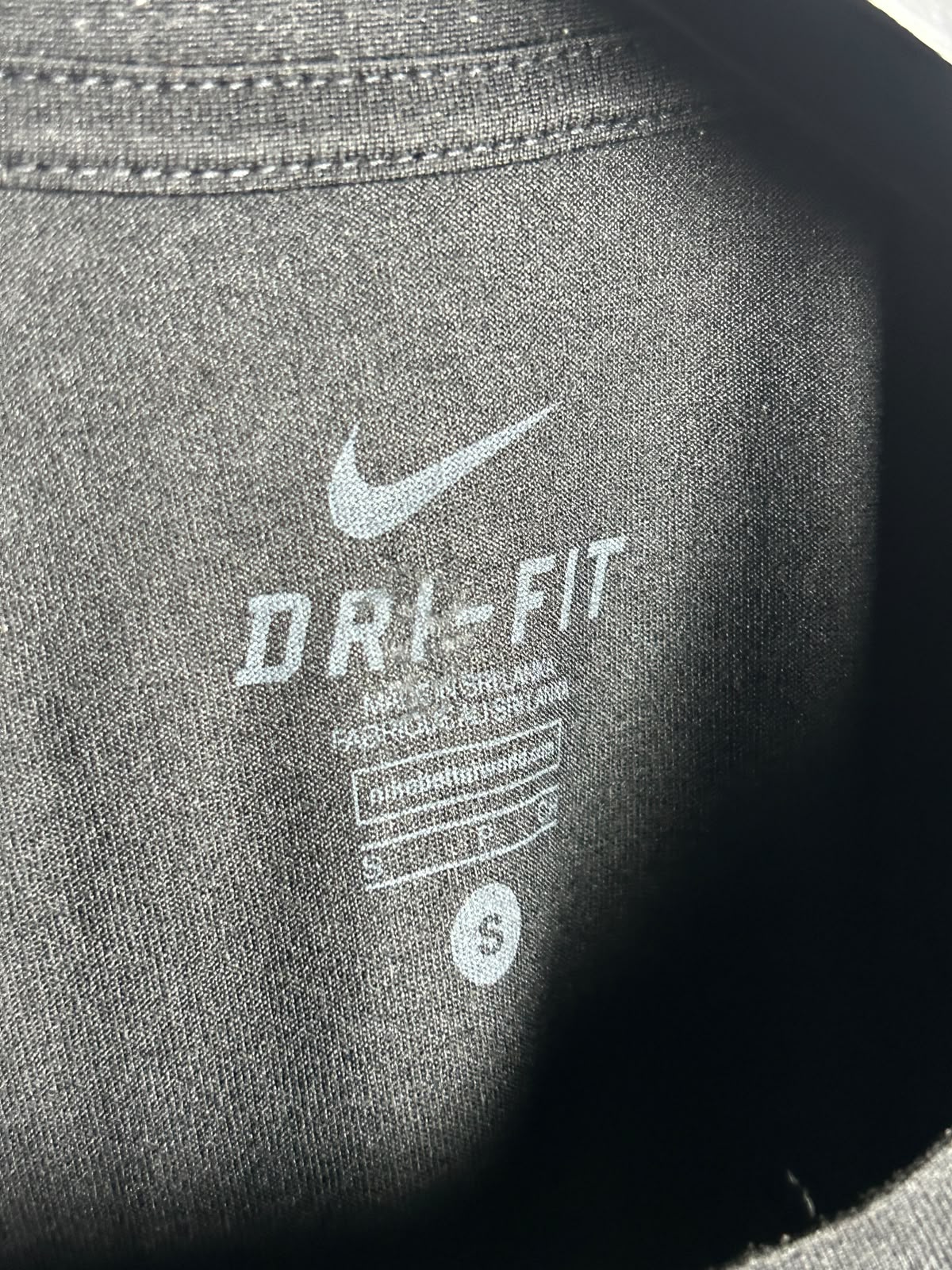 Nike Dri Fit Big Logo Black Round Neck - Small