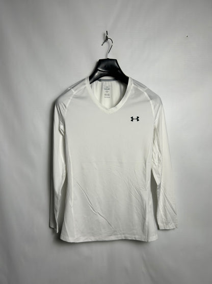 Under Armour Heat Gear White Full Sleeves V Neck - Medium