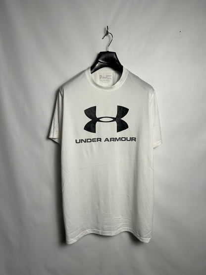 Under Armour Heat Gear Big Logo White Round Neck - XL