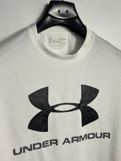 Under Armour Heat Gear Big Logo White Round Neck - XL